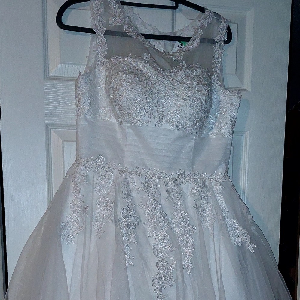 ABAO Women Elegant White Lace Wedding or Cocktail Dress size US 16 New $90